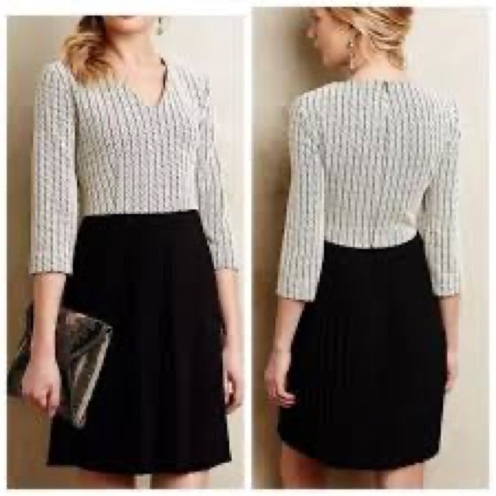 Ganni Black and White Dress‎ 3/4 Sleeve, size XS